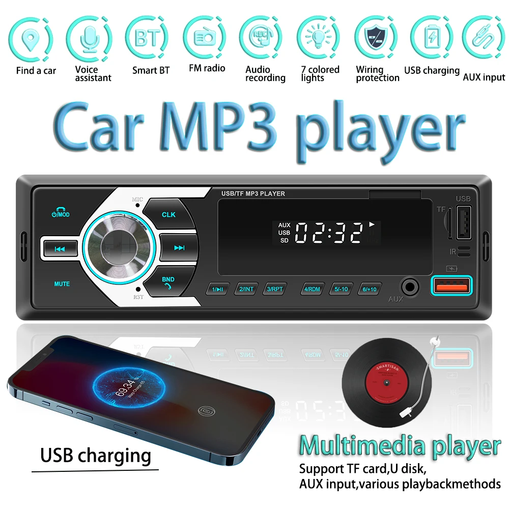 

XVisitors 1 DIN car radio car audio FM Bluetooth MP3 audio player Bluetooth mobile handsfree USB / SD car stereo radio instrumen