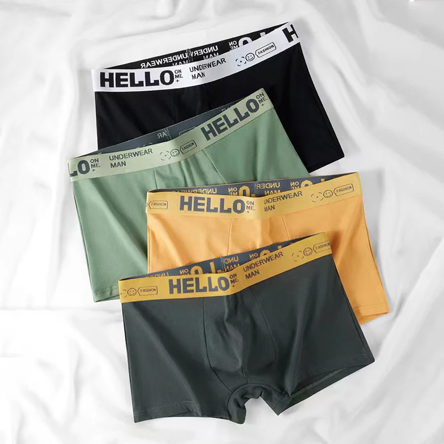 4 Stücke Boxershorts männer Unterwäsche Sexy Höschen Baumwolle Boxer Mann Unterhose Männliche Shorts Homme U Konvexen Dessous Kostenloser Versand