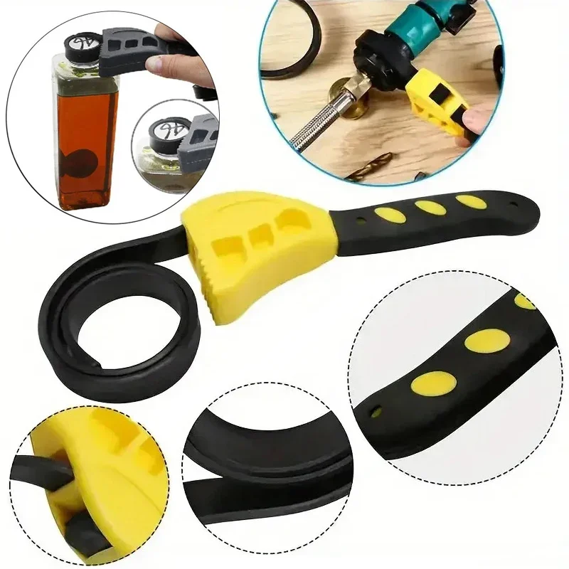 1PC 6inch Belt Wrench Oil Filter Puller Strap Adjustable Disassembly Tool Spanner Chain Wrench Strap Opener