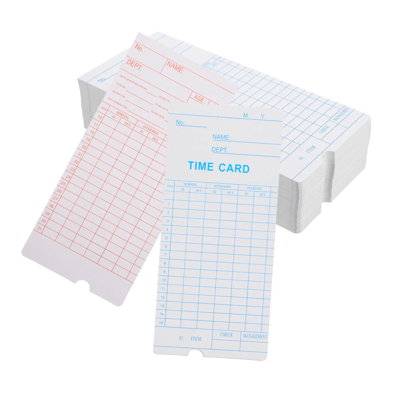 

100Pcs English Edition Double-Sided Time Cards Sheets Premium Thick Paper Attendance Recording Cards for Office Use Weekly