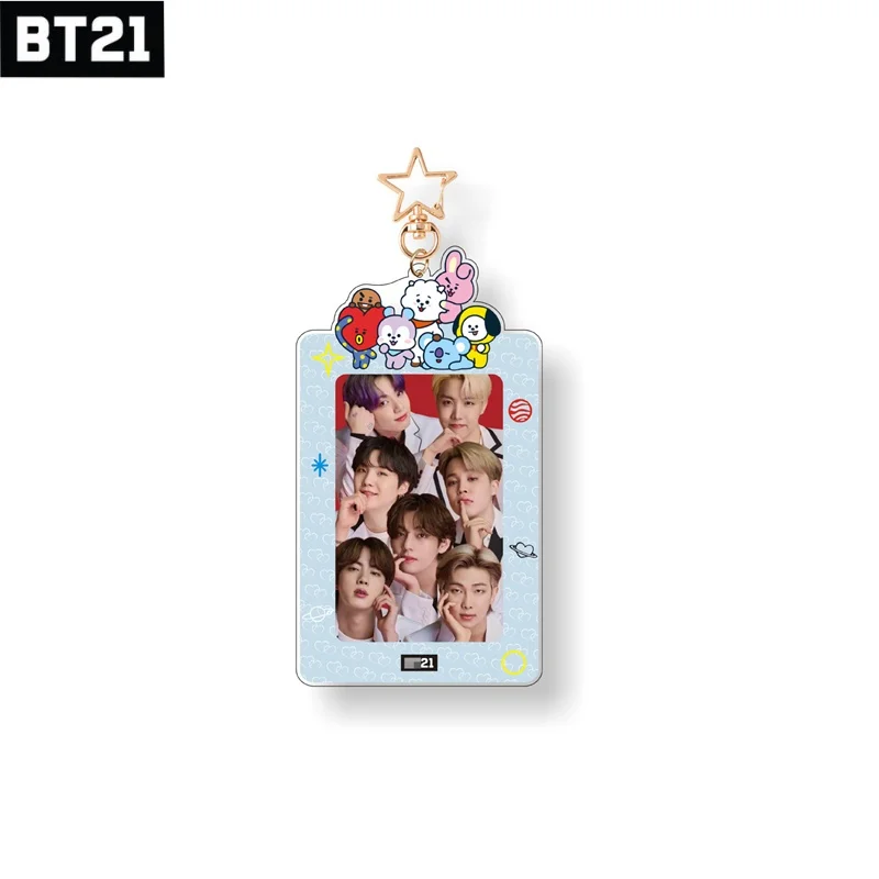 Kawaii Bt21 Popular Anime Kawaii Cooky Koya 3 Inch Idol Transparent Card Holder Credit Id Bank Card Photocard Holder Key Chain