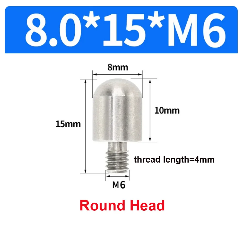 10 Stück/Beutel Edelstahl 303 Positionierstifte M6 Konischer Rundkopf mit Flachkopf Außengewinde Metall-Einsatzschraube 5mm Verriegelungsbefestigung – Detail 26