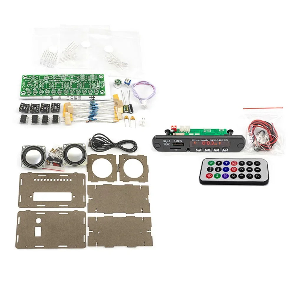 

DIY Compatible-Bluetooth Speaker Kit (with FM) With LED Sound Control Level For Test Measurement Tool Accessory In Stock