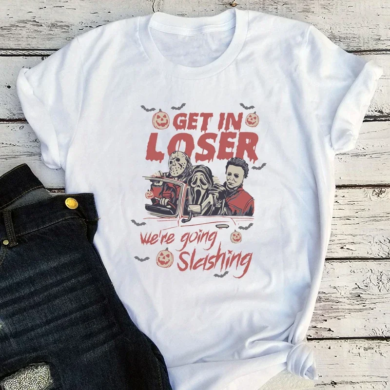 

Horror Halloween Tshirt 2025 Retro Halloween Women Shirt Vintage Cute Fall Tee Spooky Seasonal Top M