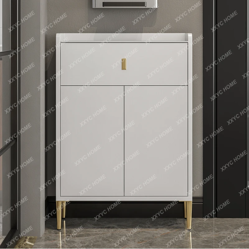 z.White Sideboard Modern Simple and Light Luxury Ultra-Thin Solid Wood 60 Wide and Narrow
