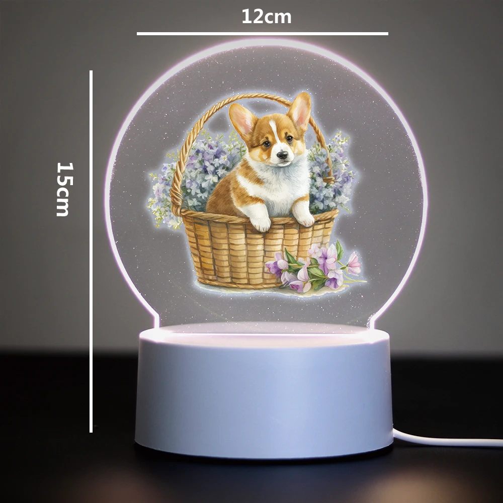 Corgi 3D Led do sypialni lampki nocne zmienna kolorowa lampa stołowa 3D lampka nocna z czarna podstawa do światła dekoracja sypialni