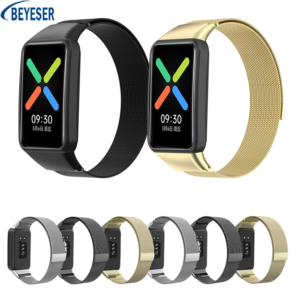 Sports Metal Strap For Oppo Watch Free Nfc Smart Watch Magnetic Replacement Bracelet Wrist Strap Men Women Fashion Band Accessor