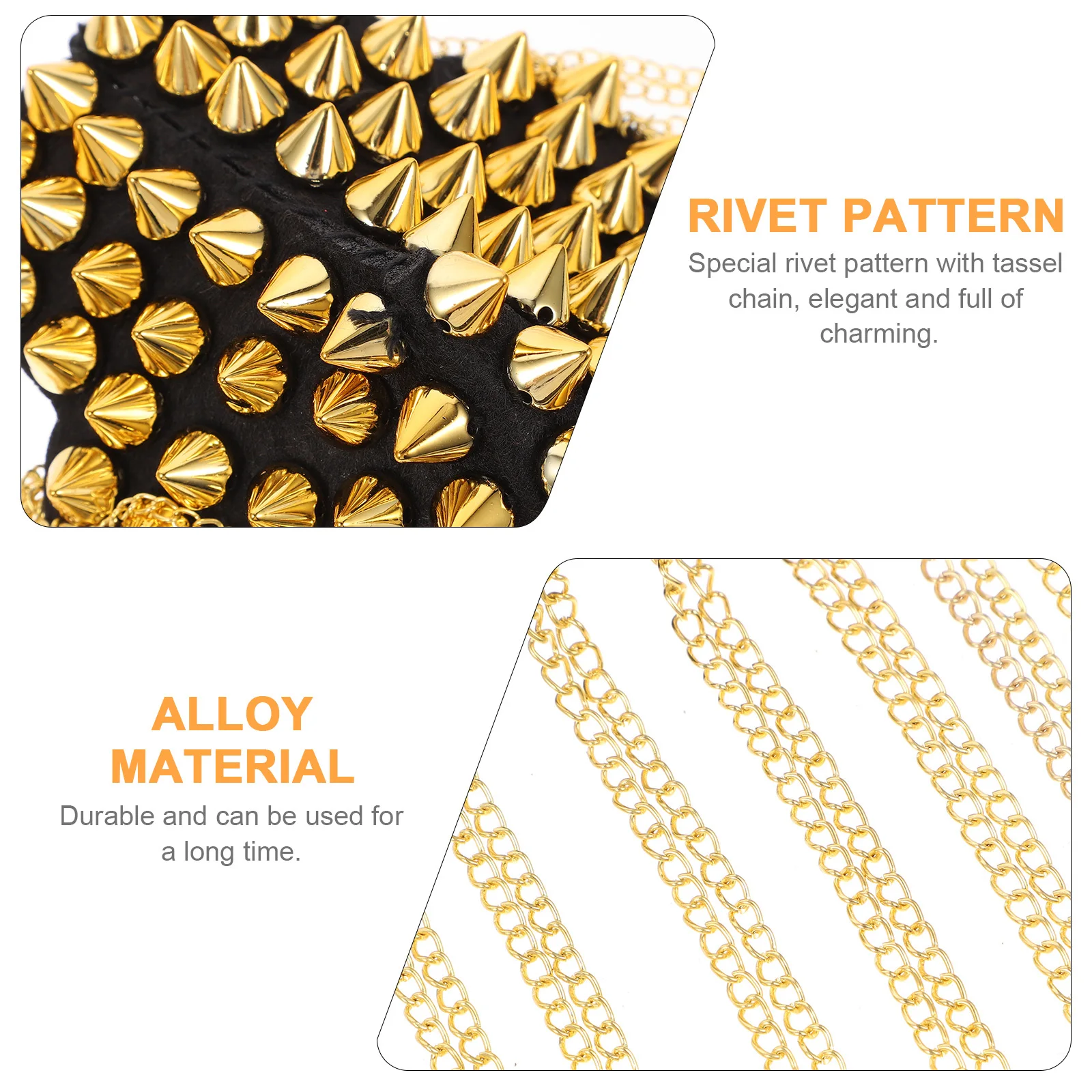 

Stylish Attractive Gothic Punk Rivet Tassel Chain Epaulet Gold Shoulder Boards Badge Mens Military Costume Rivet Epaulet