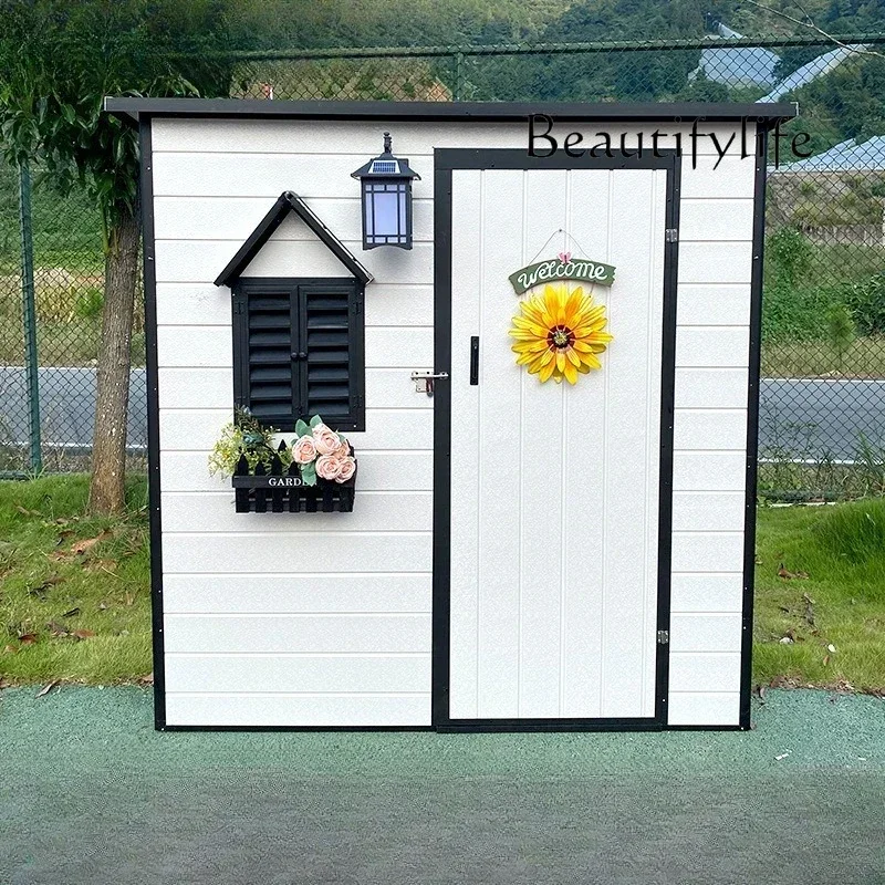 

S 6.1x6.4 FT Outdoor Metal Storage Shed Lean Metal Wall Side Door Sheds & Garden Tool Shed With Roof Galvanized Floor Frame