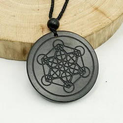 CAMAZ Original Russian Nature Stone Shungite Pendant Necklace Men's Round Black Jewelry Accessories
