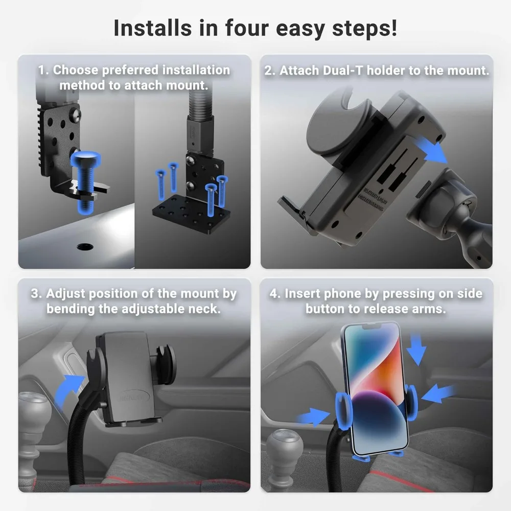 حامل هاتف السيارة العالمي مع ذراع مرن وحامل حاجز المقعد لهواتف iPhone وSamsung وGoogle وغيرها من الهواتف #4