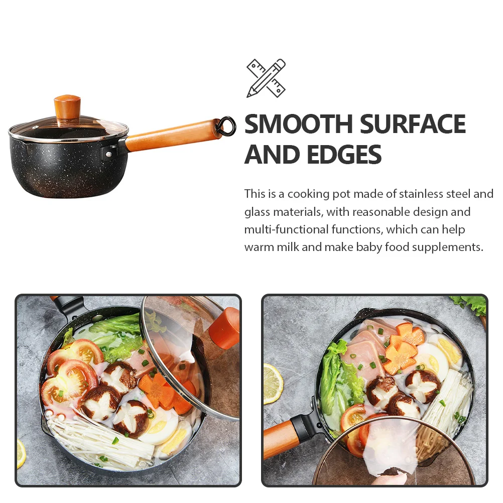 

Stainless Steel Cooking Pot Japanese Style Milk Pot for Food Complementary Food Stewing Soup Pan Kitchen Stockpot Household