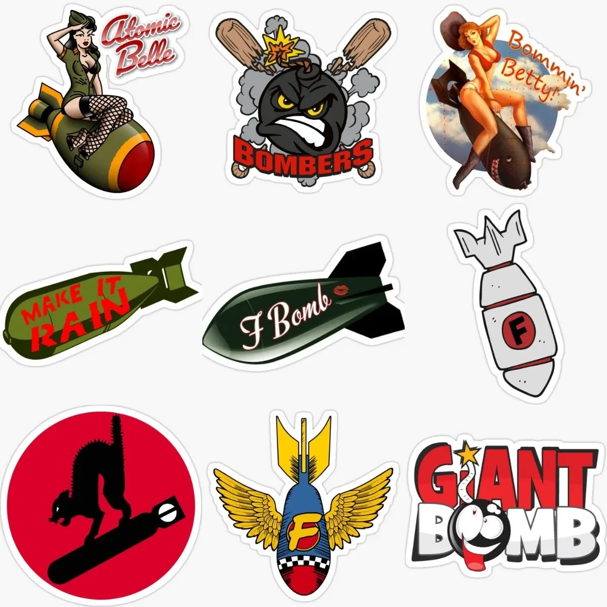 

Retro Bombs Away Rocket Car Sticker Windshield Trunk Anime Decal Refrigerator Personality Vinyl Car Wrap Scratch-proof