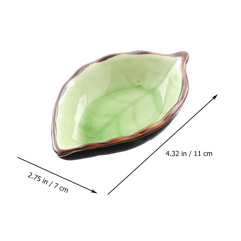 4Pcs Leaf Style Ceramic Sauce Dishes Multi-Functional Seasoning Bowls for Vinegar Soy Sauce Dipping Appetizers Side Plates