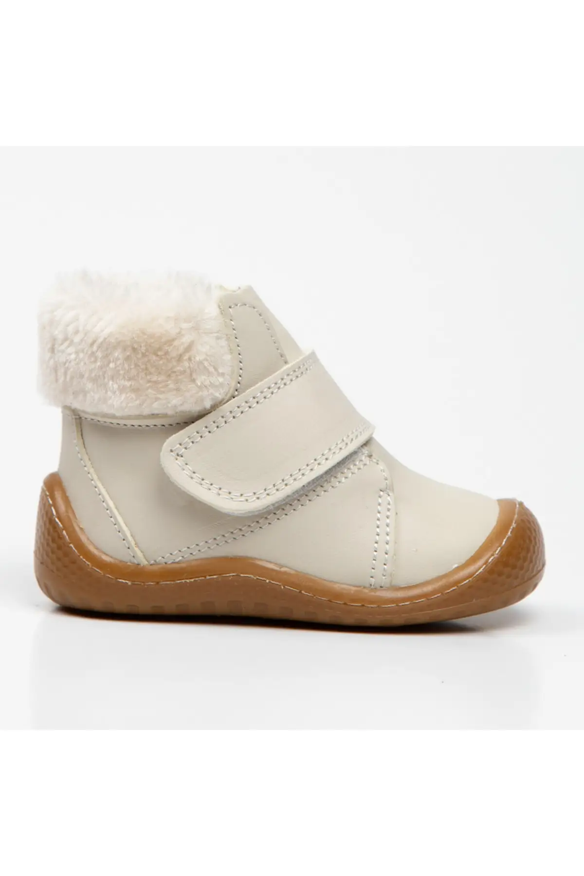 Baby Girl Cream Orthopedic Winter Genuine Leather Furry First Step Shoes