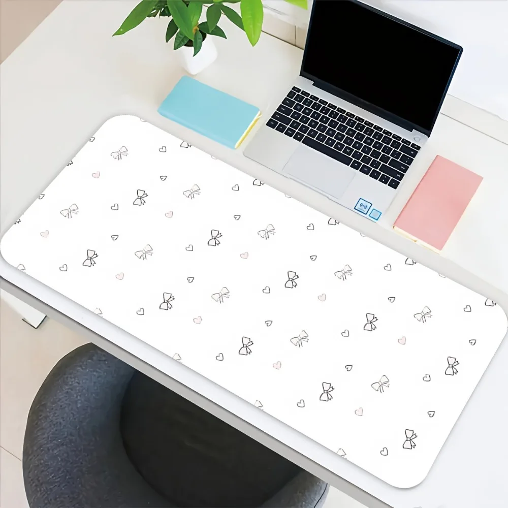 Tapis de souris rose en forme de nœud avec fond blanc, accessoires de bureau, accessoires de bureau, souris gamer, tapis de souris
