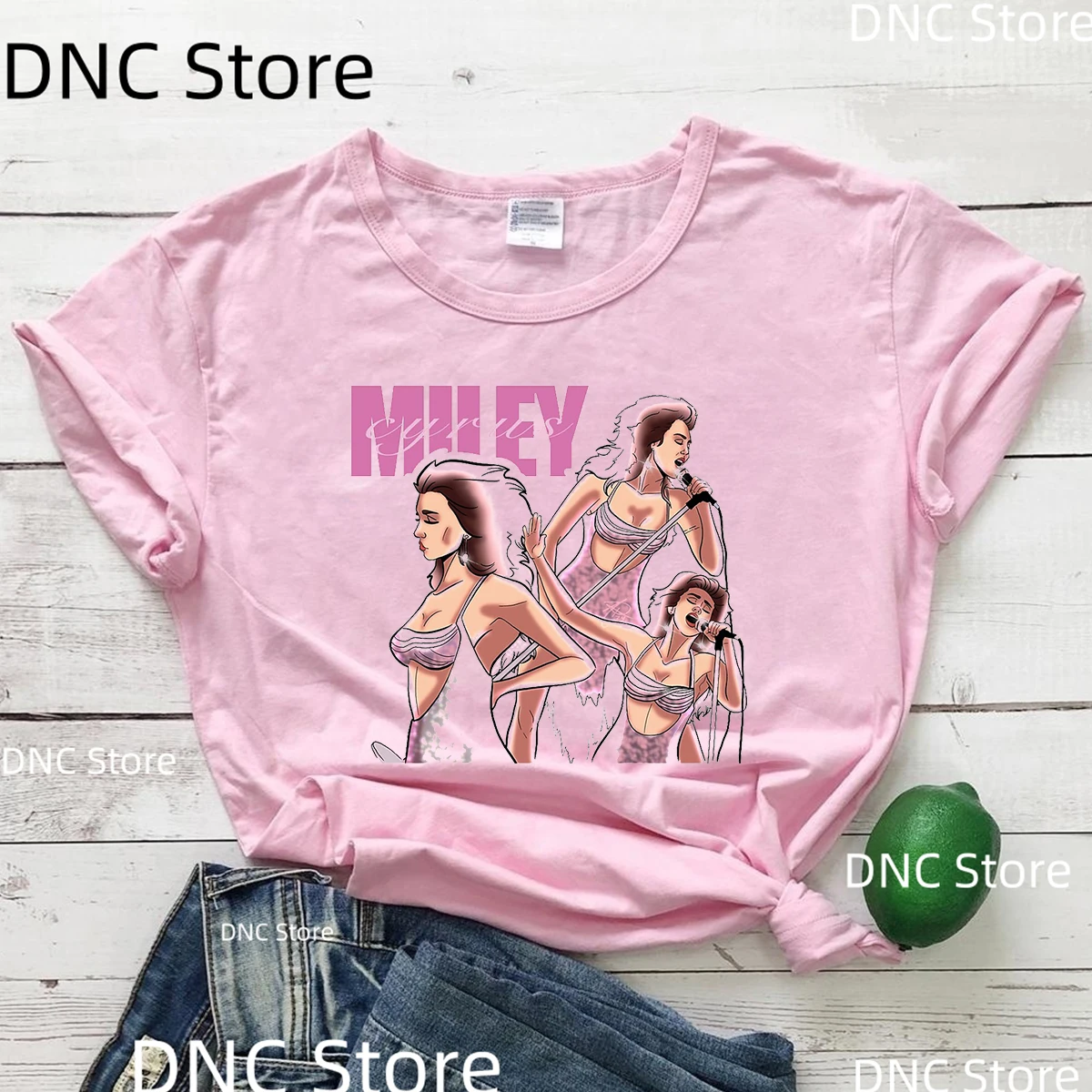 New Women'S T-Shirt Funny Music Singer Miley Cyrus Graphic Print Tshirt Fashion 90s Shirt Summer O-Neck Grey T-Shirt Female