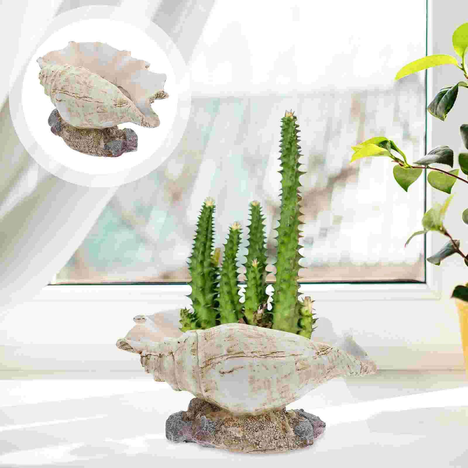

Nautical Garden Decoration Simulated Conch Flower Pot Design Planter Shell Shape