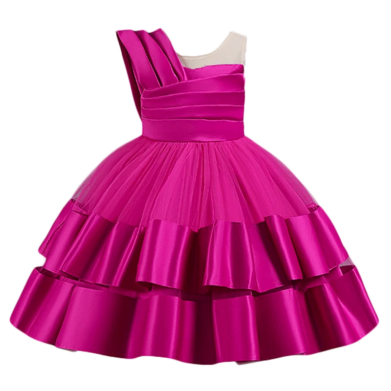 New High Quality Pricness Girls Party Tutu Ball Gown  Dress Children Kids Elegant Evening Dress Clothing for 2-8 years Wear