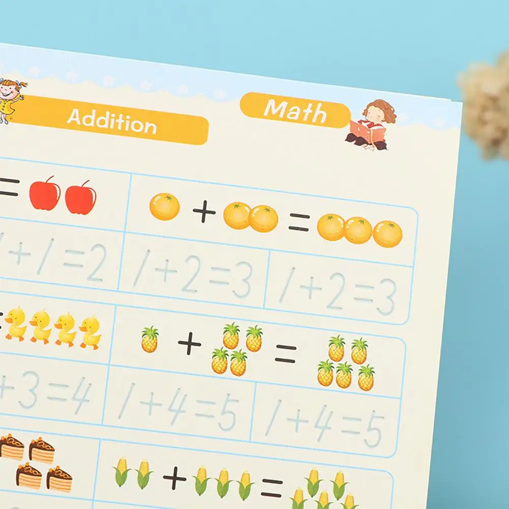 Calligraphy Practice Book for Kids Reusable Fluted Handwriting Workbook Reusable Calligraphy Practice Copybook Set for Kids