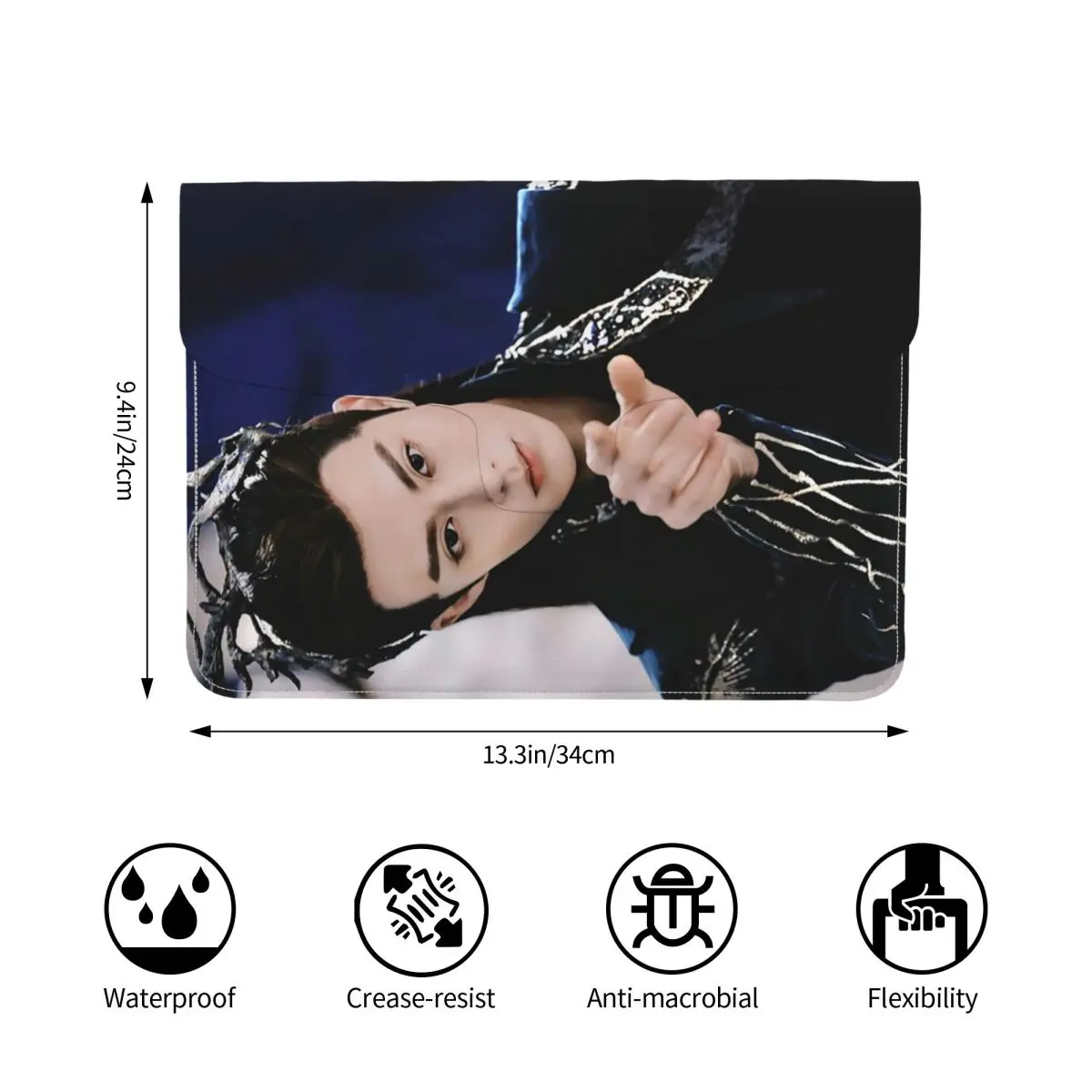 Dylan Wang Dong Fang Da Qiang Cang Lan Jue PU Leather Horizontal Laptop Sleeve Shockproof Soft Lining Notebook Case 13 Inch