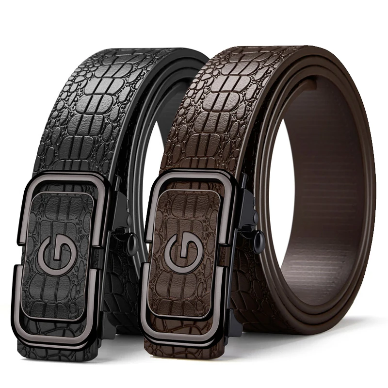 حزام جلد PU أنيق للرجال - أحزمة عصرية للحياة اليومية والترفيه والحفلات والمهرجانات والعمل وإبزيم تلقائي للأعمال #1