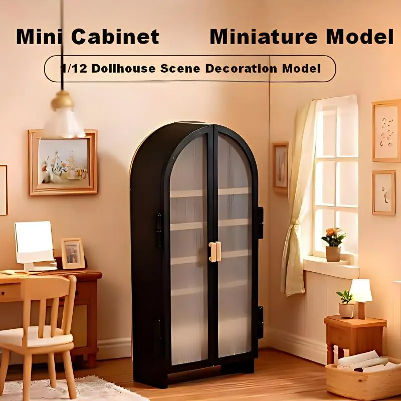 1/12 Miniature Dollhouse Multi Layer Display Cabinet Simple Mini Storage Cabinet for Micro Scene Ornament Decor