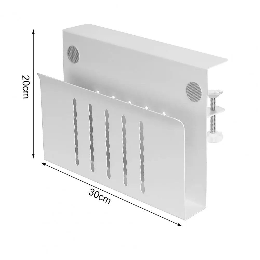 Desk Side Hanging Rack Desk Side Laptop Holder Clamp-on Shelf No Drill Heavy Duty Desk Organizer Tray Vertical Tablet Computer