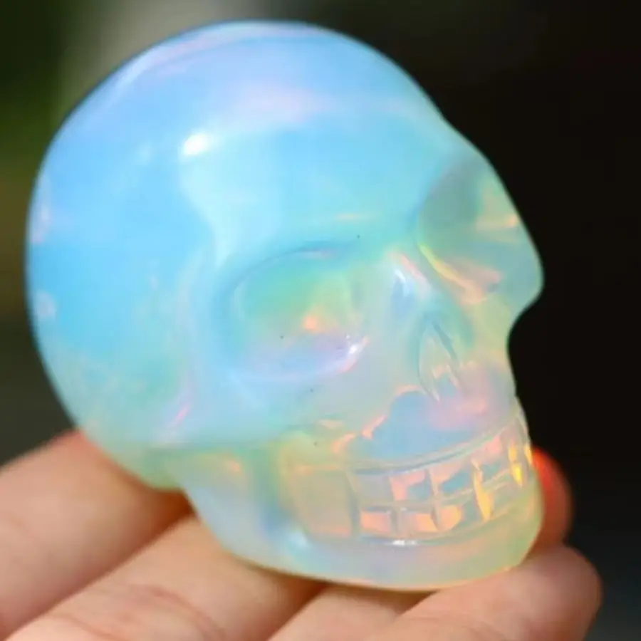 Natural Opalite Crystal Skull Figurine,Quartz Crystal Carved ,Healing Reiki,Home Decoration,Crystal Sculpture,Mineral,and Gifts