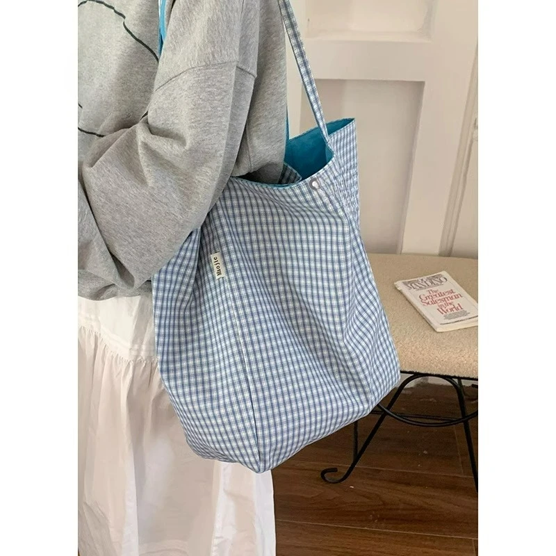 

College Style Canvas Bag for Women 2025 New Korean Casual Large Capacity Shopping Tote Bags