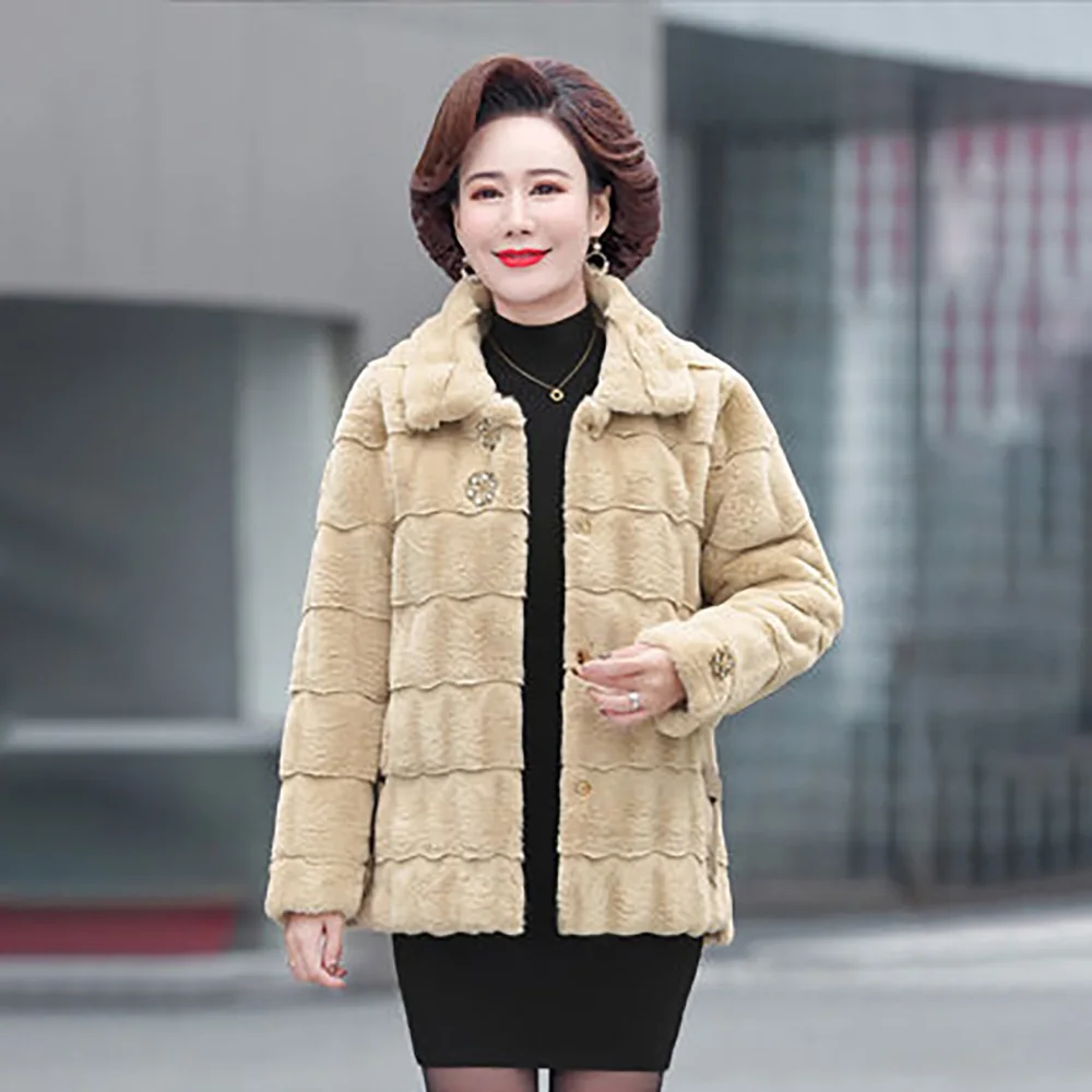 Fashion Mother Mink Velvet Imitation Fur Coat New Danish Ladies Loose Slim Temperament Casual Large Size Coat Female Tide