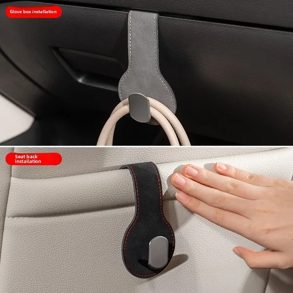 Suede T Shape Car Hook Passenger Glove Box Hanger Non-destructive Car Seat Back Hook For Handbag Umbrella Auto Interior Parts