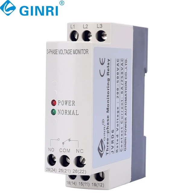 GINRI JVRD6 3 Phase Failure Voltage Monitor Phase Reversal Protective Relay Voltage Relays