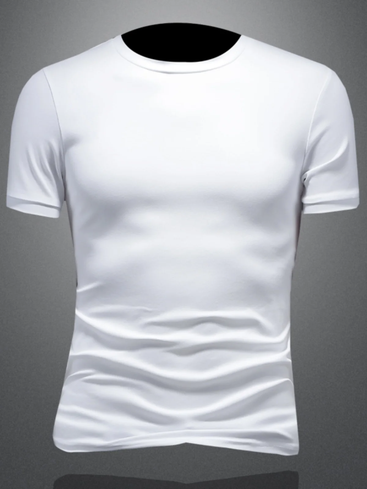 

Summer Thin round Ne Color Slim Fit ort Sve T-irt Men's Elastic Base irt Breathable Versatile Cotton Top Trendy