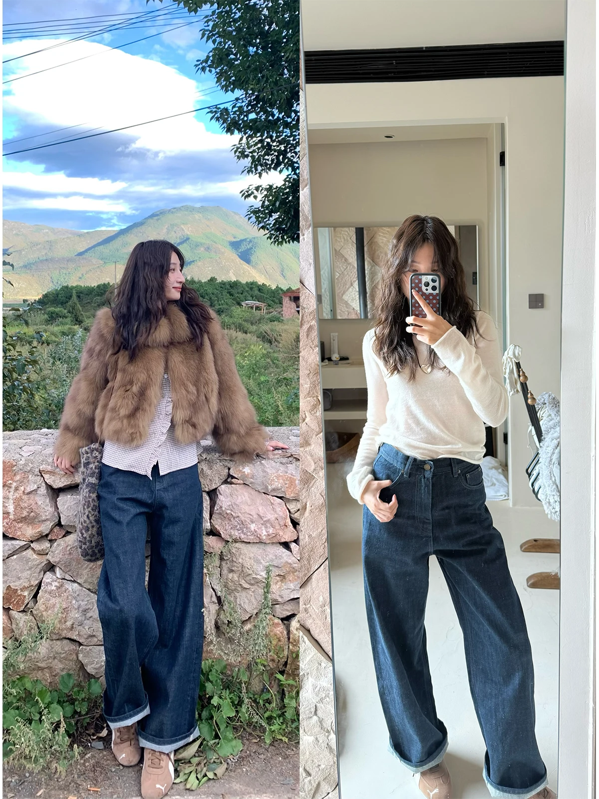 

Джинсы Tetu STUDIO с высокой талией, свободного кроя, из хлопка, оригинального цвета, повседневные, женские, осенняя мода