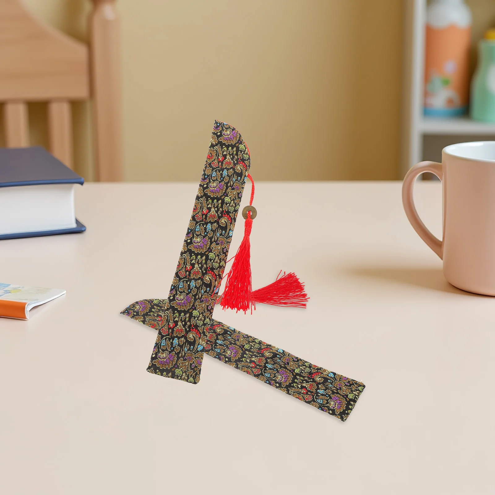 Silk Folding Fan Sleeve Cover Chinese Tassel Vintage Embroidery Protective Storage Pouch Carrying Case for Folding Hand Fans