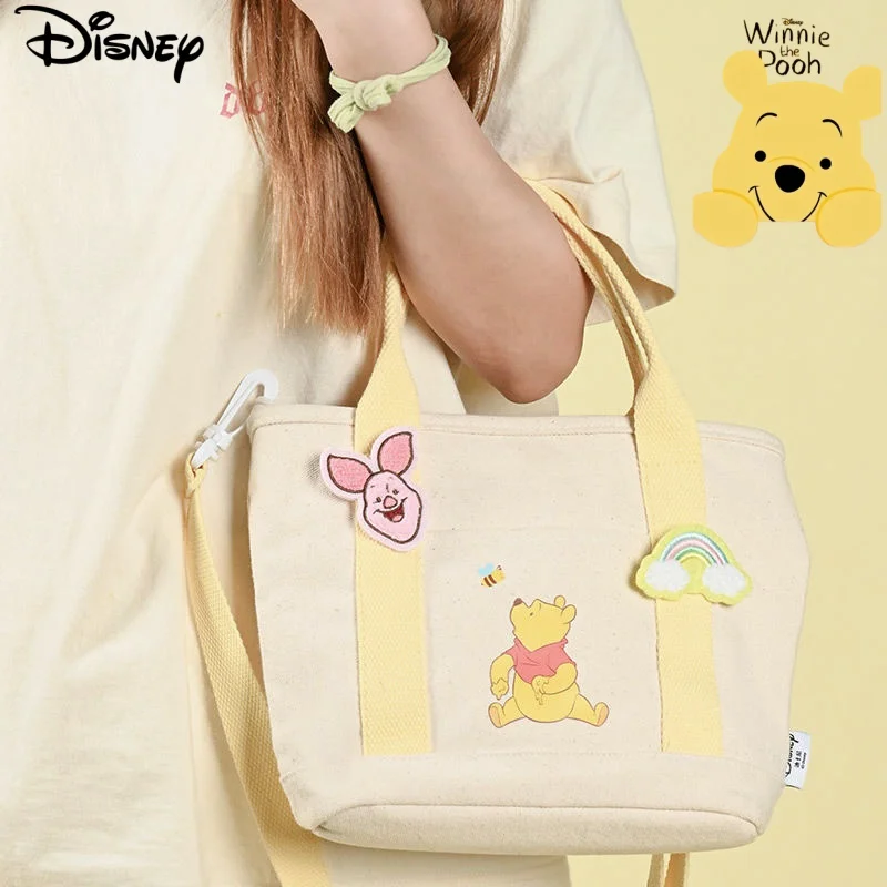 

Дисней Винни-Пух, милый креативный мультяшный узор, модная большая вместительная портативная холщовая сумка через плечо