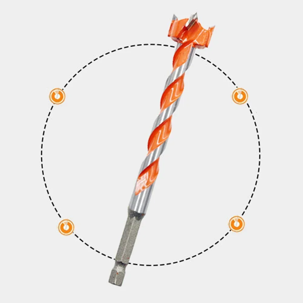 16-25mm Alloy Thread Lengthened Hexagonal Handle Woodworking Hole Opener Alloy Extended Wooden Door Lock Plastic Hole Punching