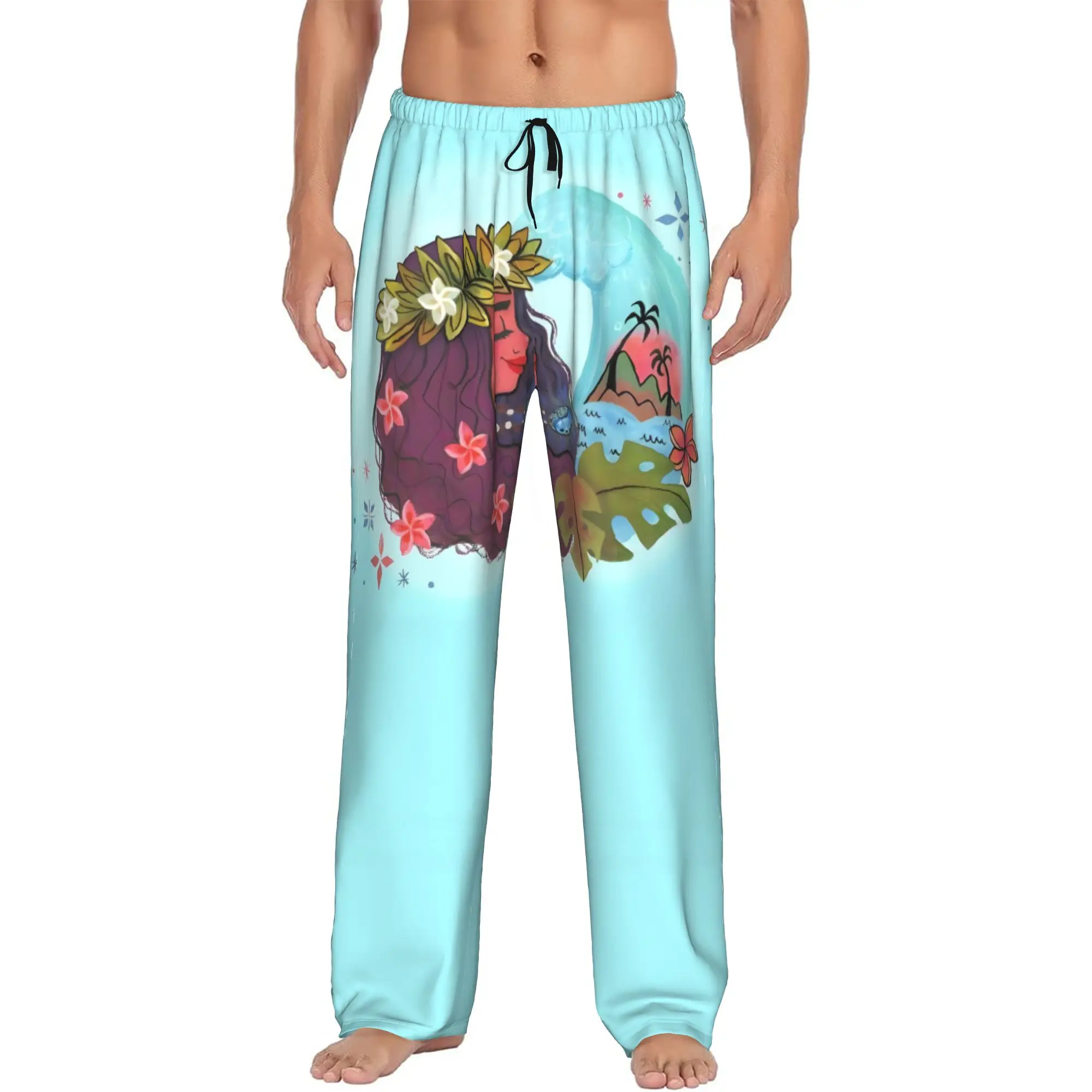 

Custom Printed Men Moana Cartoon Pajama Pants Sleepwear Sleep Lounge Bottoms with Pockets