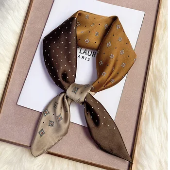 여성용 실크 새틴 머리수건, 70cm 프린트, 럭셔리 디자인, 목 타이 스카프, 여성 헤어, 손, 손목, 풀라드 숄, 히잡, 반다나, 신제품 