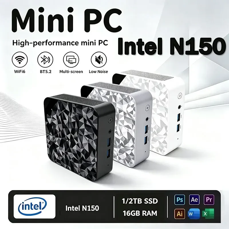 NEW Mini PC Windows 11 Intel N150 8GB 16GB RAM 1TB 2TB M.2 SSD WiFi6 BT5.2 4K HD Portable Gaming Computer Office PC Desktop