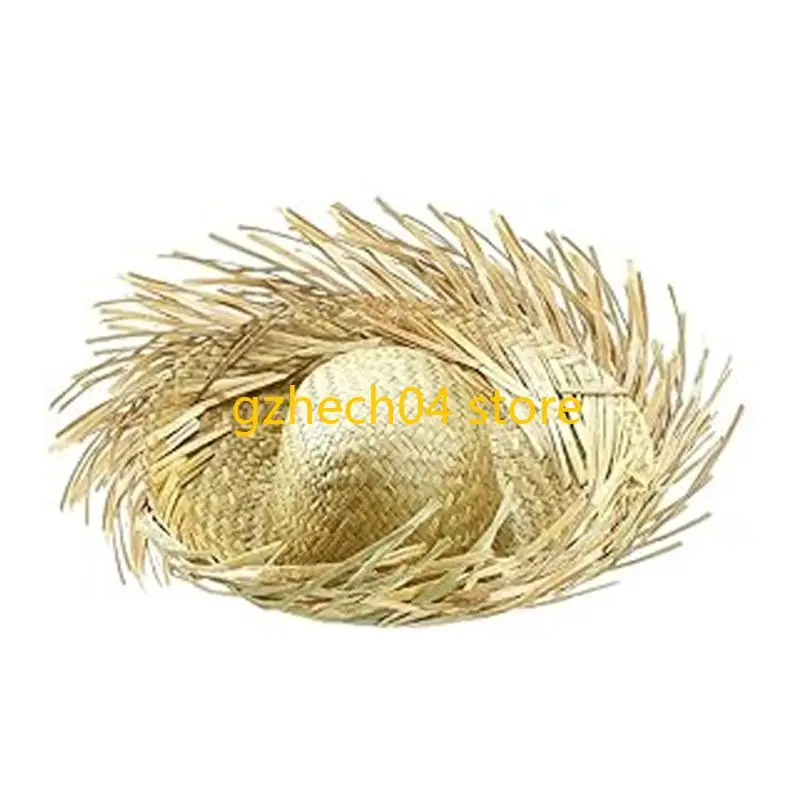 Sombrero paja ancha D55D, sombrero Pava para uso festivo, gorro hawaiano paja para fiesta, sombrero playa