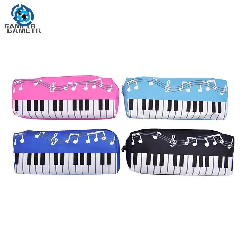 Bolsa de papelaria para piano nota musical, estojo criativo, quadrado, camada única, pano Oxford, bolsa para meninas e meninos