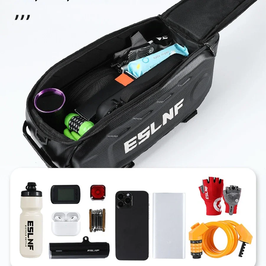 ESLNF Bicycle Trunk Bag Hard Shell Rack Bag Waterproof Large Capacity Multifunctional Travel MTB Road Bike Bicycle Accessories