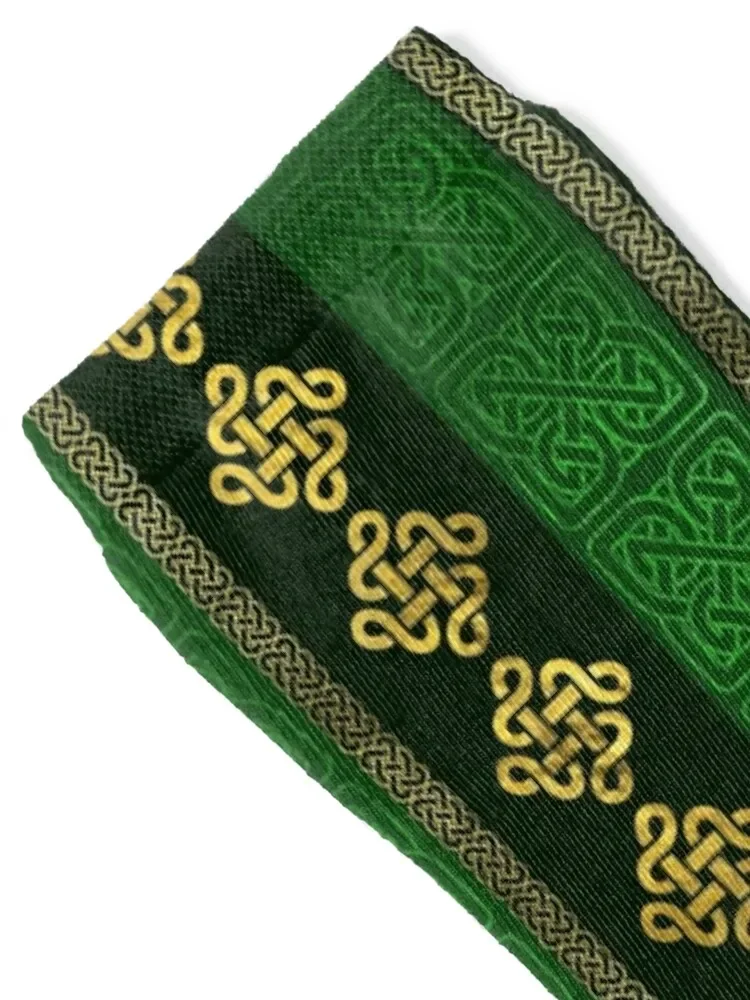 Celtic Knot Decorative Gold and Green pattern Socks funny gifts sheer Men's Men's Socks Women's