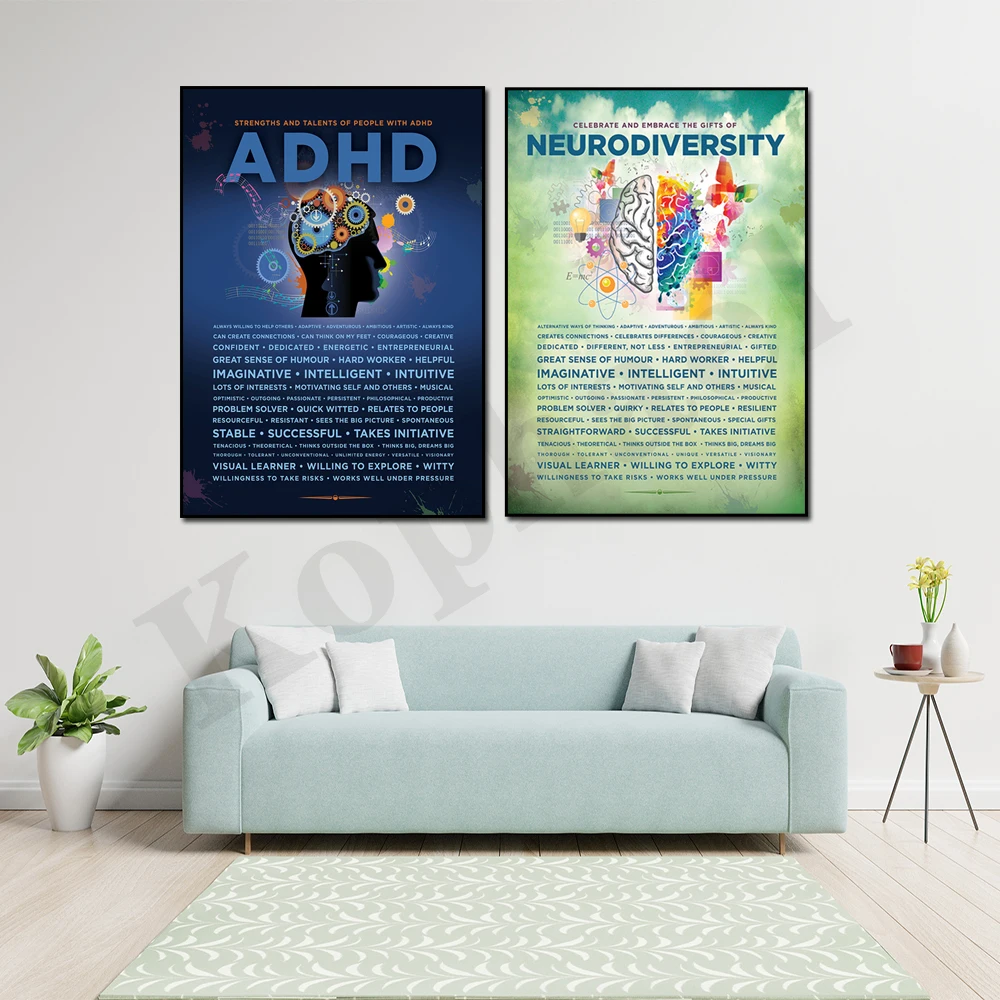 ADHD Brain Nervous System Diversity Science Hospital Office Wall Art Poster