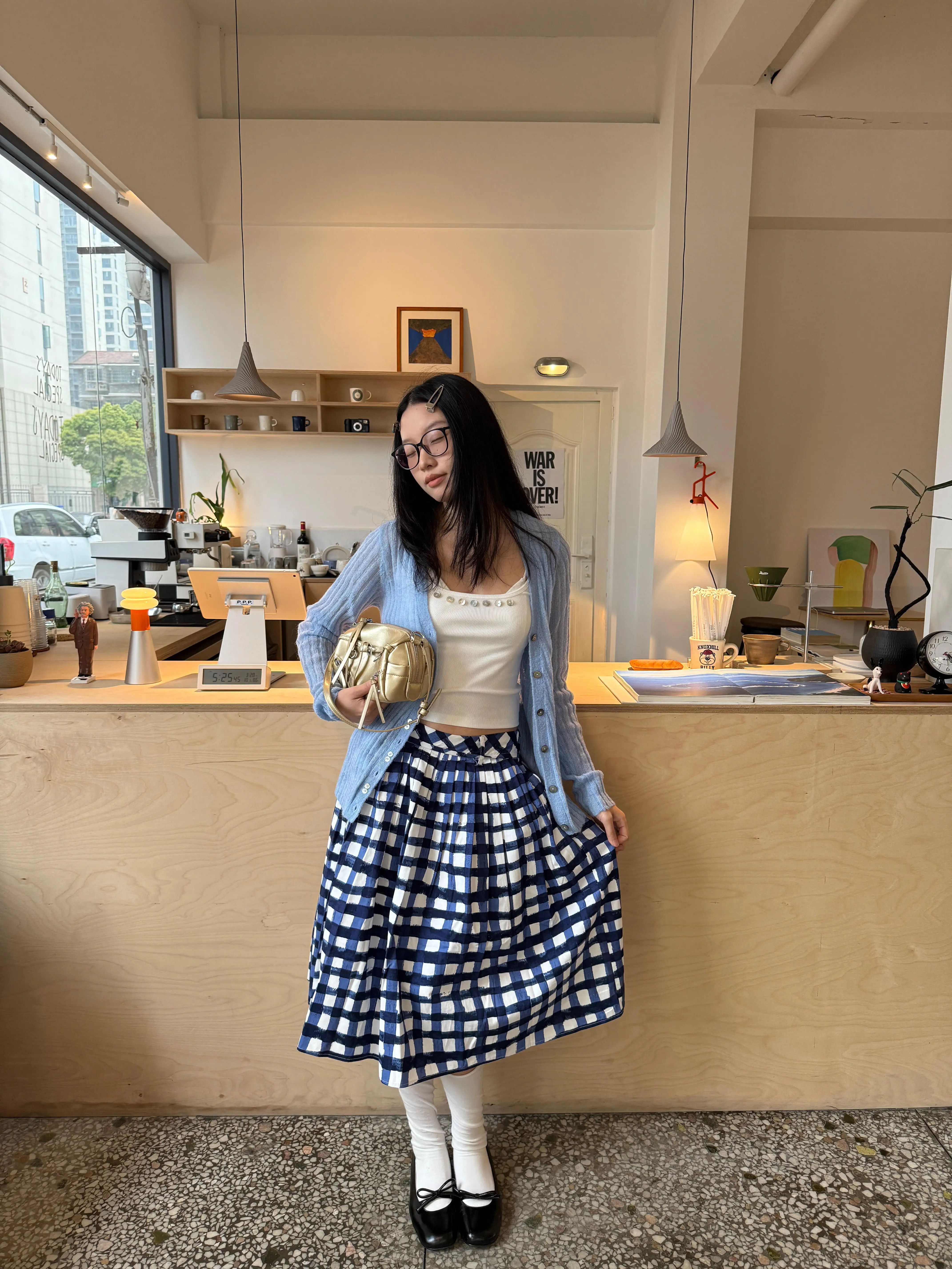 Low Waist Floral Print Plaid Umbrella Skirt Women's Spring Summer New Style a Line Midi Skirt Casual Comfortable Half Body Skirt