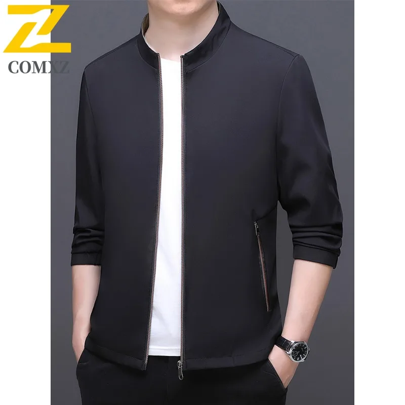 سترة COMXZ Urban للرجال مريحة للأعمال غير رسمية معطف واق من المطر أنيق بياقة واقفة نمط يومي خفيف الوزن ملابس خريف جديدة #1