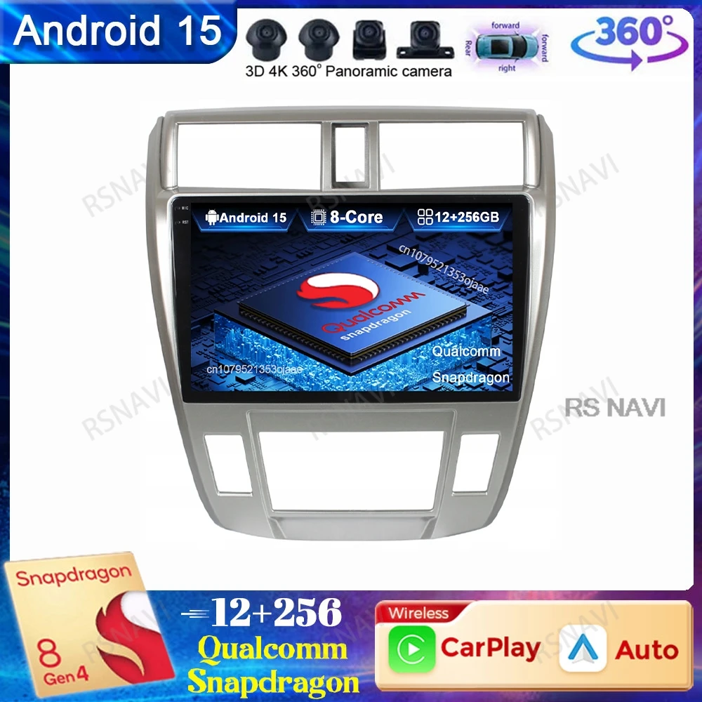 

Автомобильный радиоприемник Android 15, для Honda City 2008 2010 2011 2012 2013, стерео BT QLED, головное устройство, проигрыватель Viedo, DVD, авторадио, Qualcomm 4G LTE