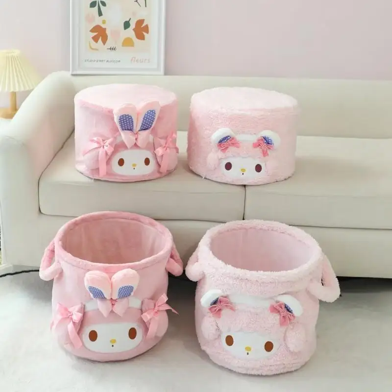 Cartoon Girl Japan Sanrios Storage Bucket Shoe Changing Stool Cute Melody Miscellaneous Toy Storage Bucket Household Items Gifts